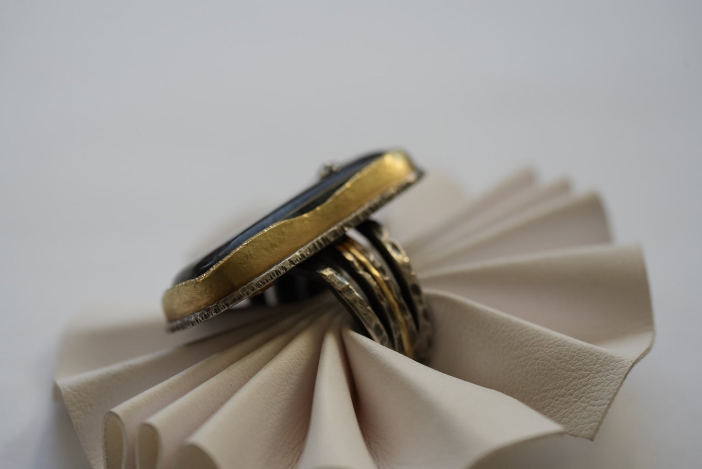 Pietersite and diamond ring in sterling and 18k gold - size 10.25 - by Jenn Dewey Designs
