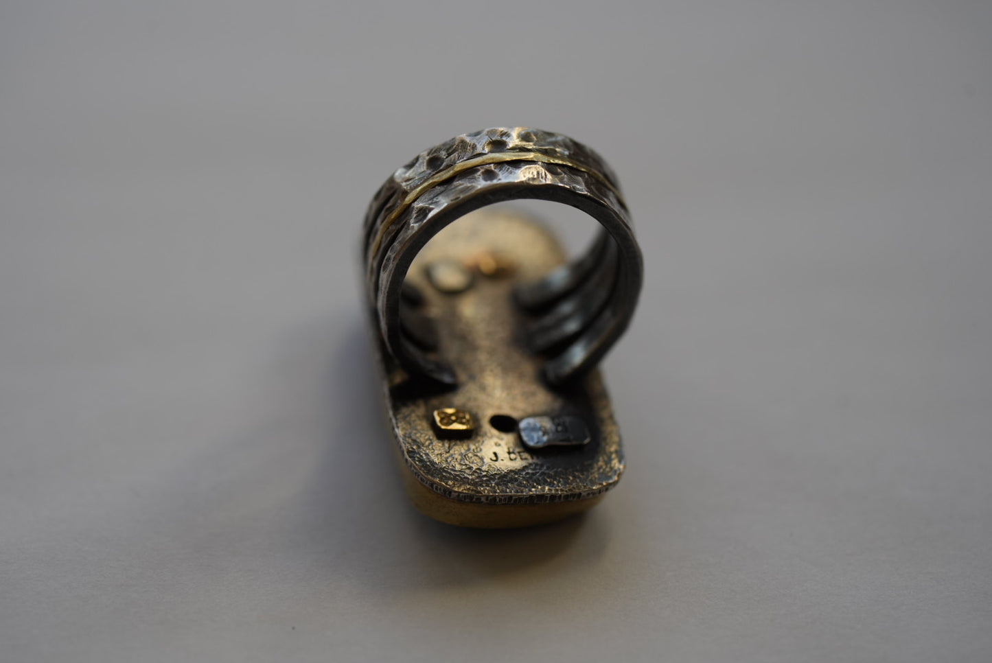 Pietersite and diamond ring in sterling and 18k gold - size 10.25 - by Jenn Dewey Designs