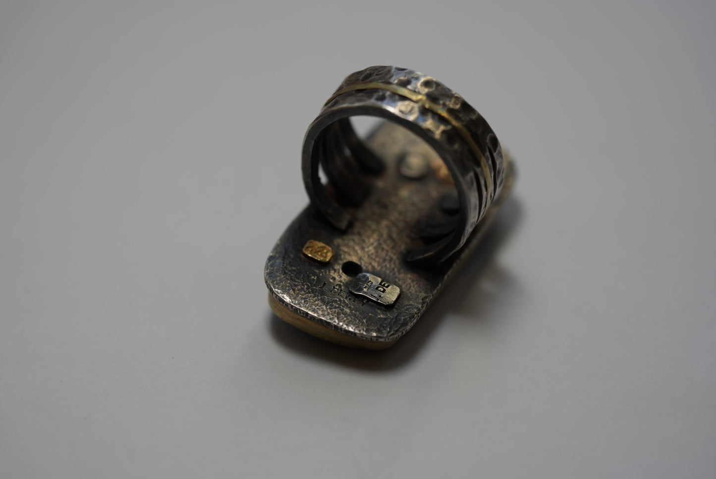 Pietersite and diamond ring in sterling and 18k gold - size 10.25 - by Jenn Dewey Designs