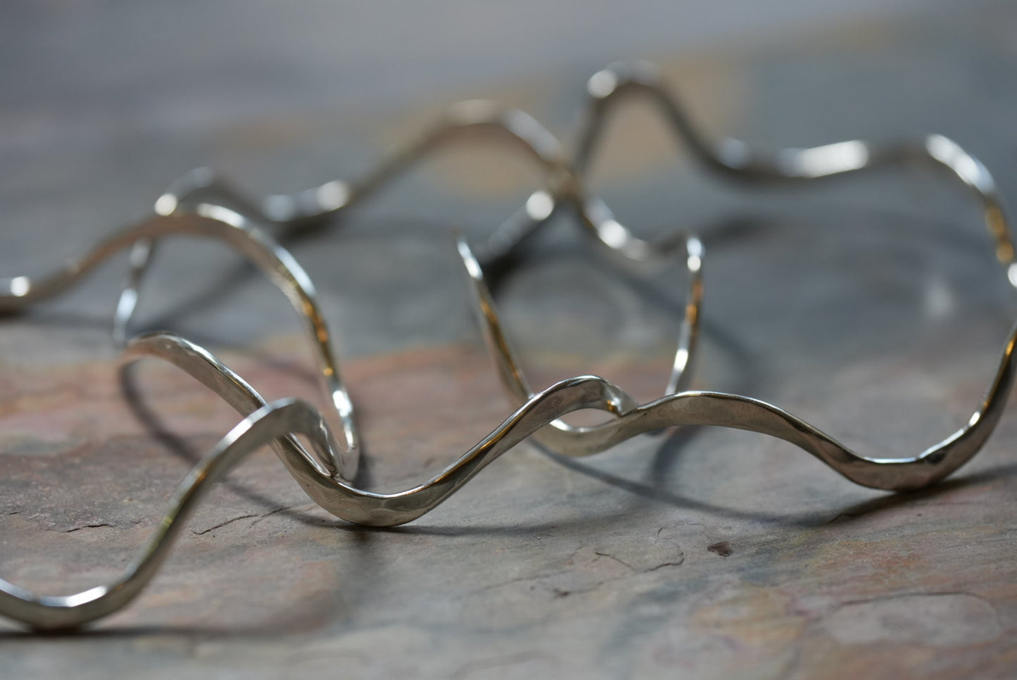 New - Handwrought "River Bangles" by Jenn Dewey in Recycled Sterling Silver - 10 guage