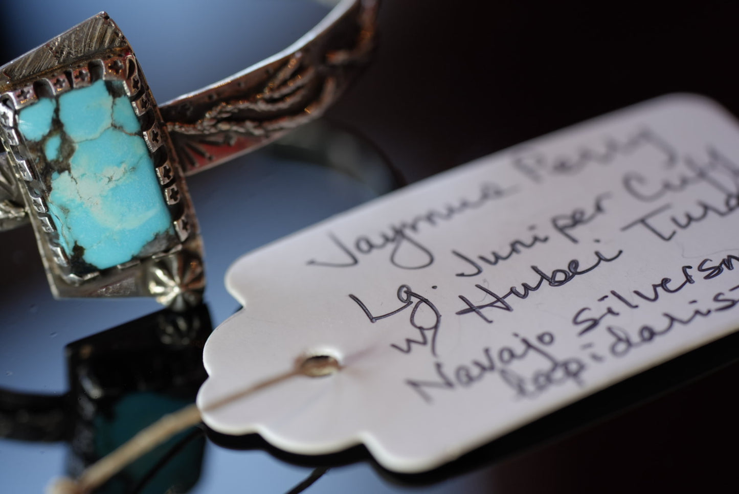 "Juniper" Hubei Turquoise Cuff Bracelet in Sterling by Jaymus Perry - of the Navajo Nation