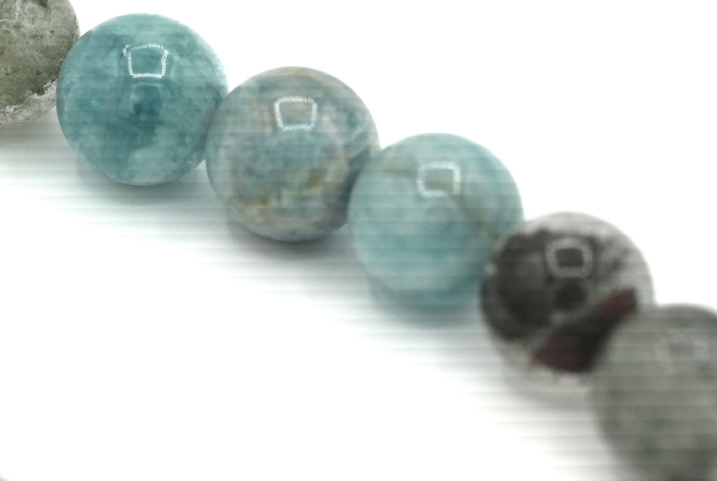 New - 18" Gumball Bead Necklace: Madagascar Aquamarine and Quartz with Chlorite Inclusions