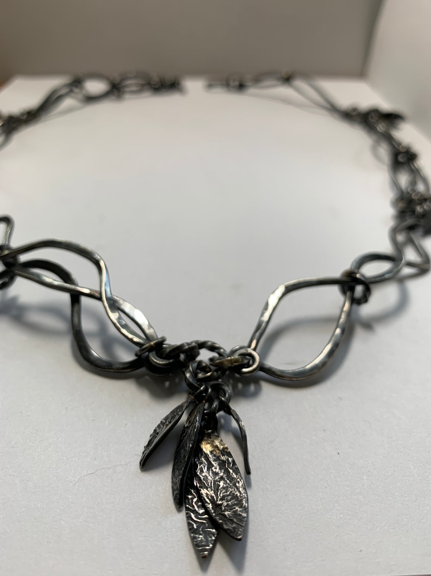 2023 - "Rolling Rivers" Handwrought & Reticulated Sterling Silver & Gold Neckpiece - by Jenn Dewey