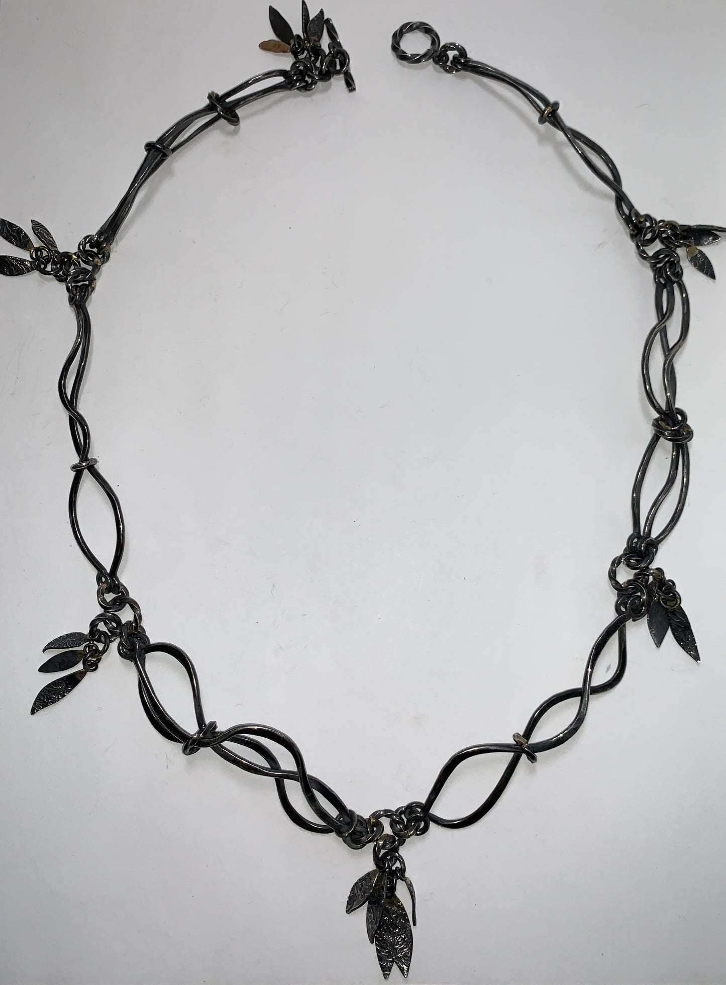 2023 - "Rolling Rivers" Handwrought & Reticulated Sterling Silver & Gold Neckpiece - by Jenn Dewey