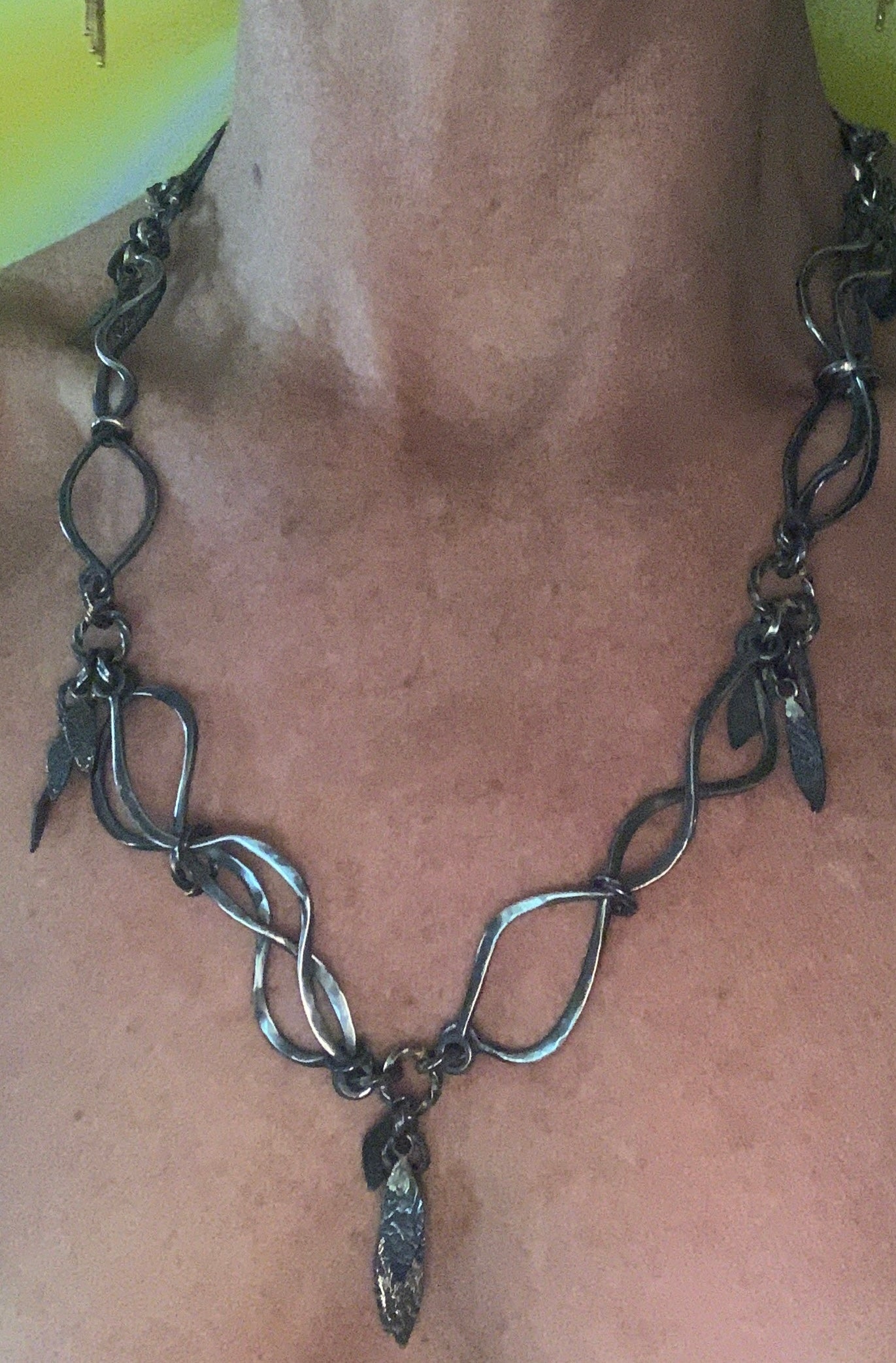 2023 - "Rolling Rivers" Handwrought & Reticulated Sterling Silver & Gold Neckpiece - by Jenn Dewey