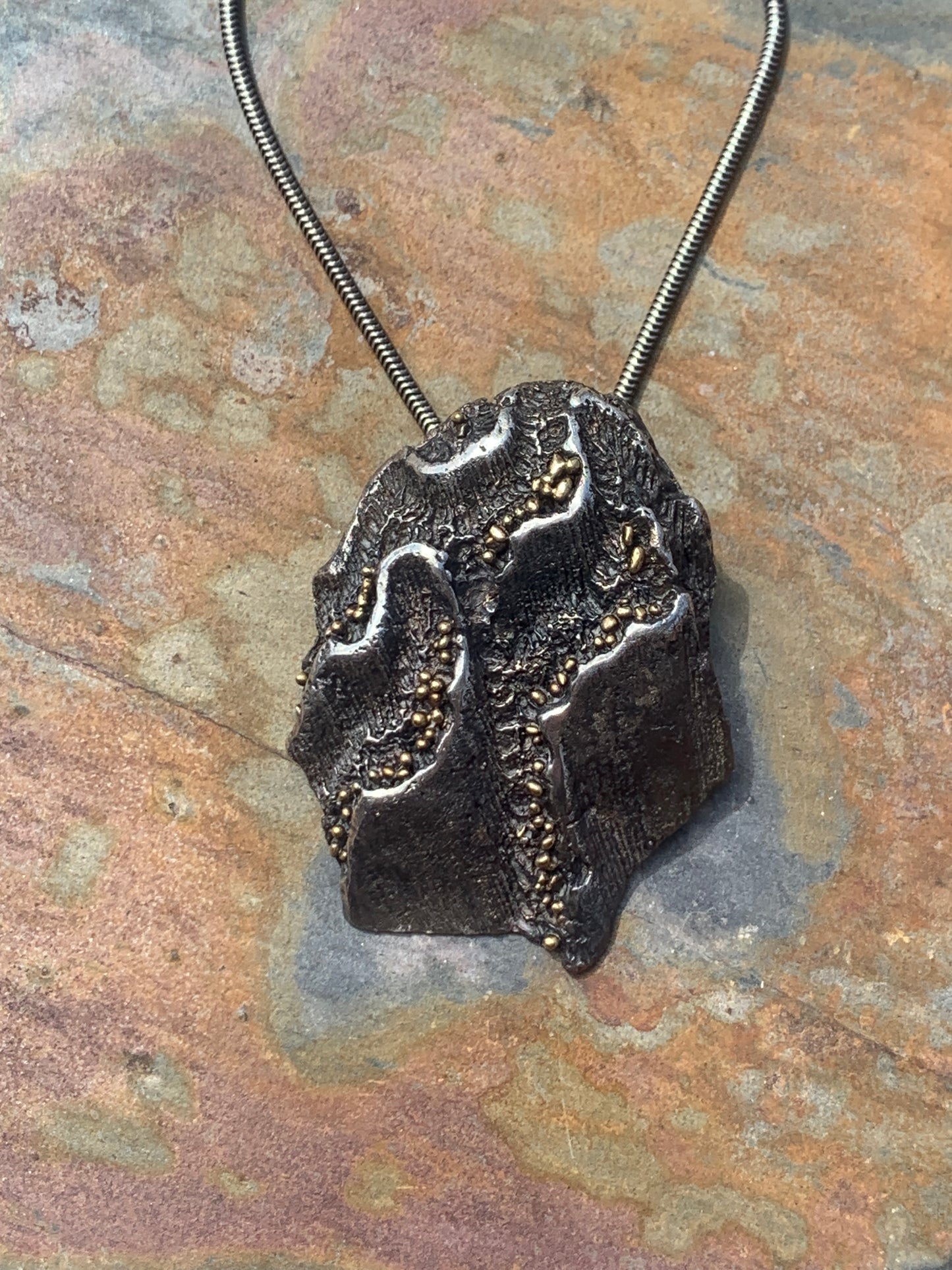 2023 - "Uplift" Brain Coral Imprint Sterling Pendant with 18k granulation by Jenn Dewey - FAIRMINED Silver & Gold