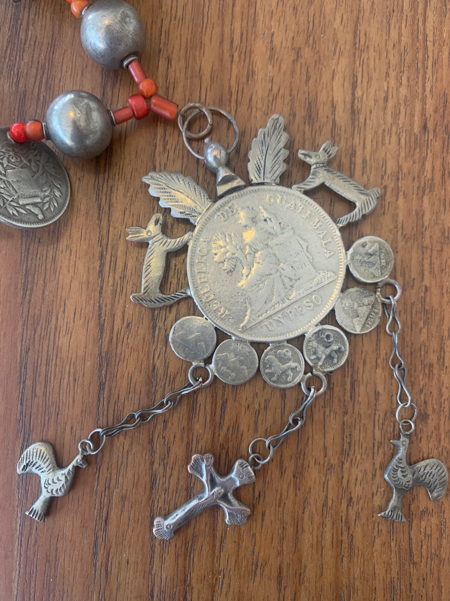 Vintage Guatemalan Chachal Necklace with Venetian White Heart Beads