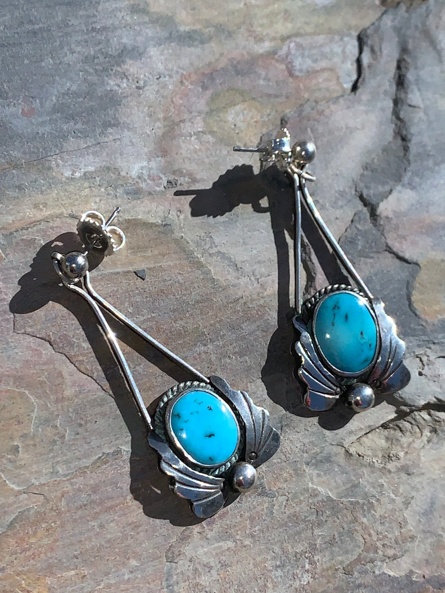 Vintage 1960s-70s Navajo Squash Blossom Set - 4 pieces - Signed by Artist