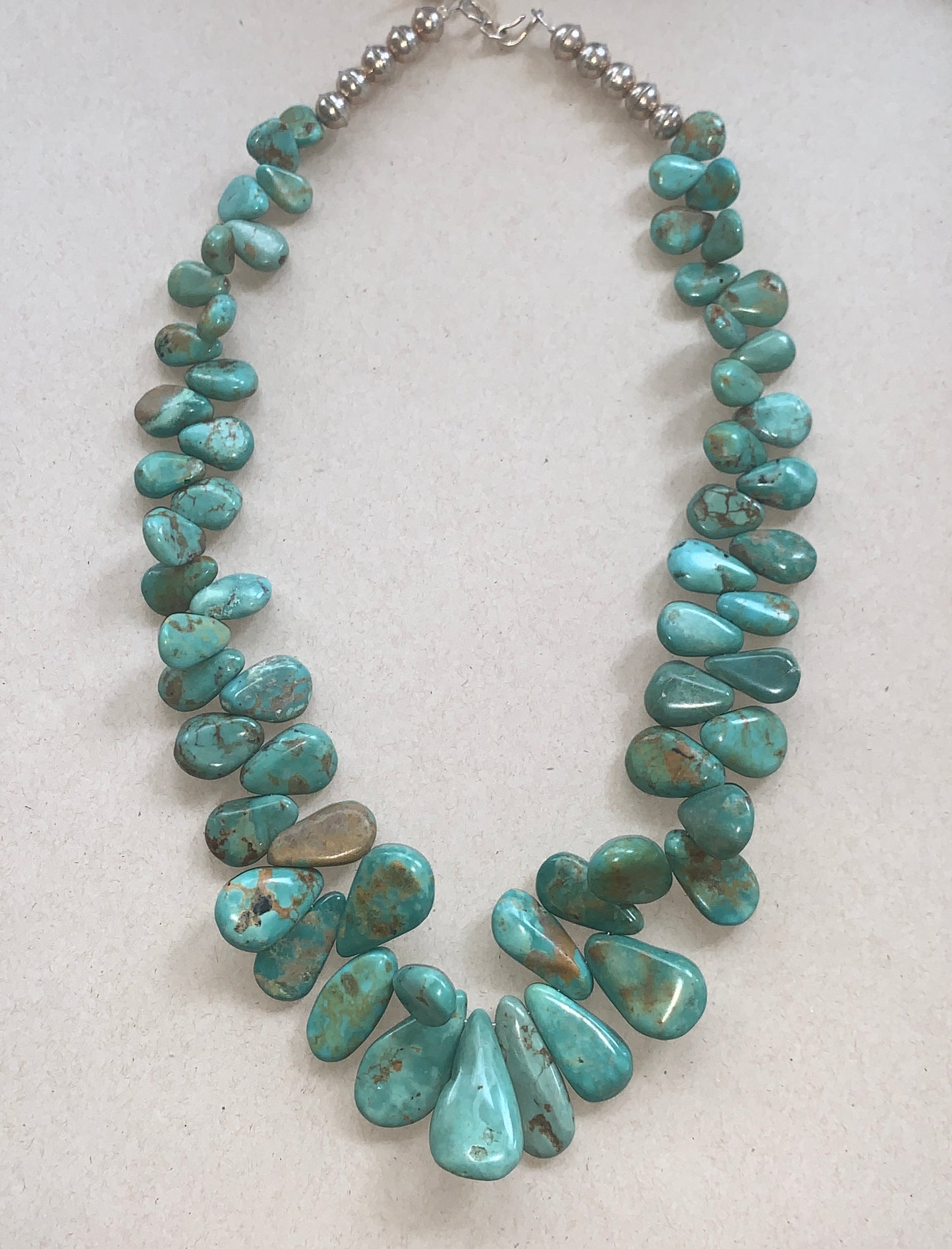 New Navajo Handcut Tab Turquoise Necklace - by Evelyn Begay of Navajo Nation