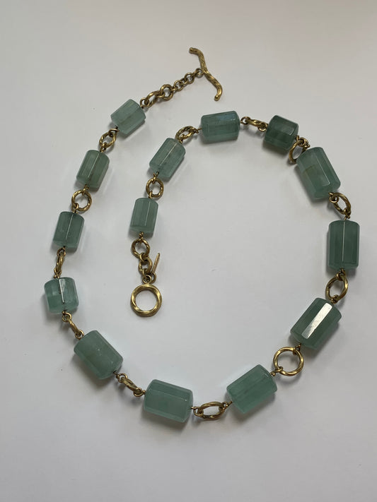 New - Brazilian Aquamarine Chain Necklace - Reclaimed 18k gold - by Jenn Dewey