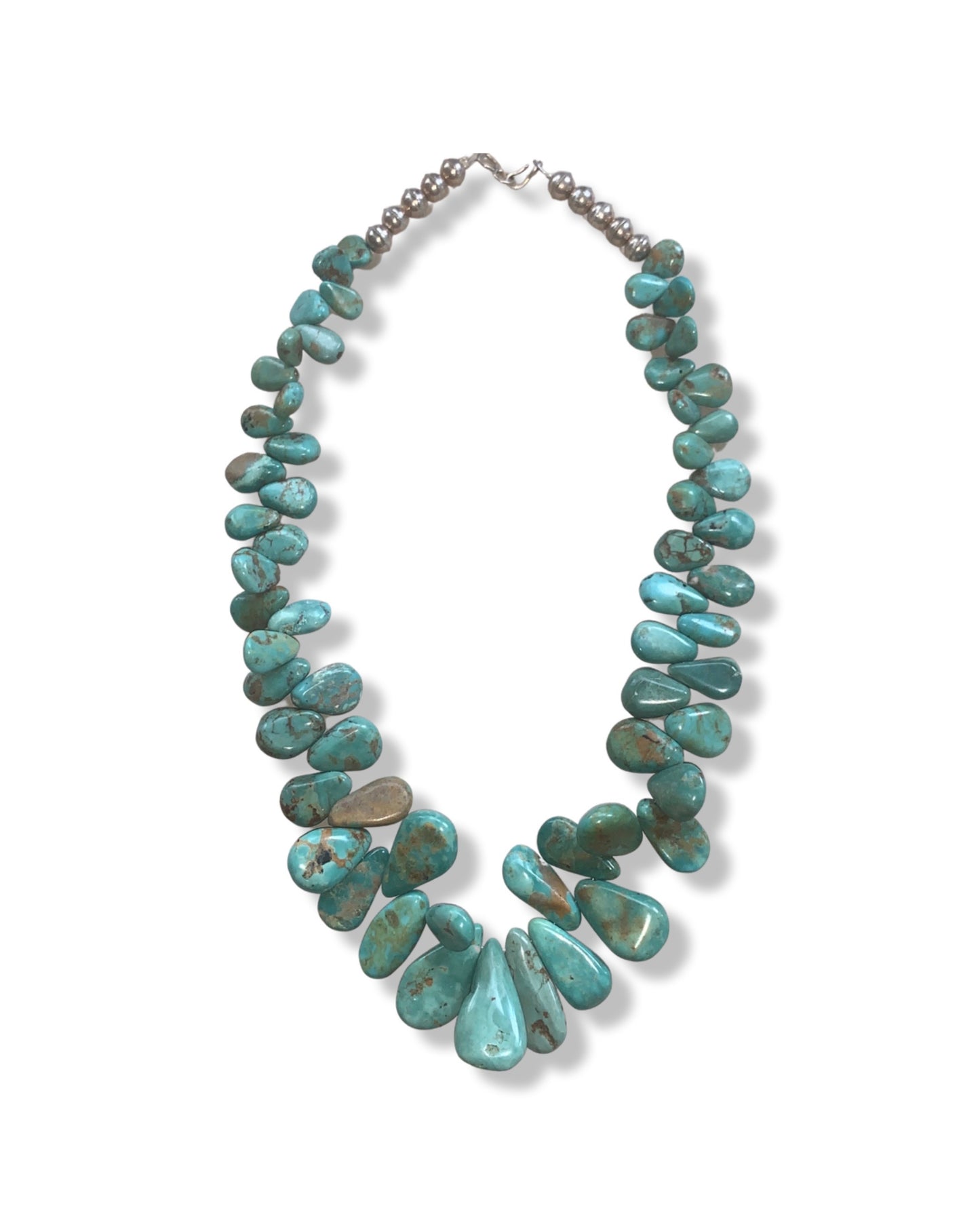 New Navajo Handcut Tab Turquoise Necklace - by Evelyn Begay of Navajo Nation