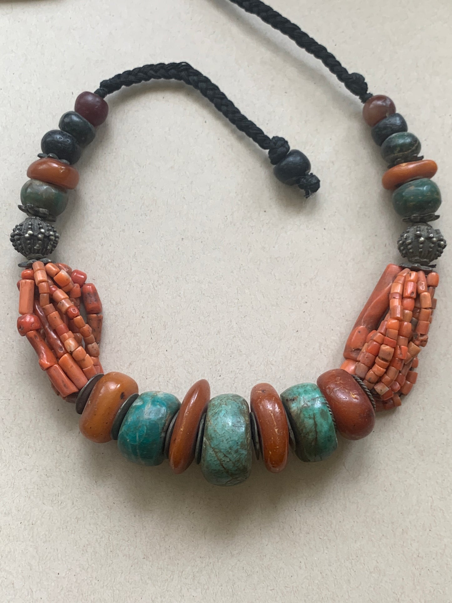 The Colors of Morocco... Draa Valley Style Moroccan Necklace with Antique Elements in New Gallery Stringing