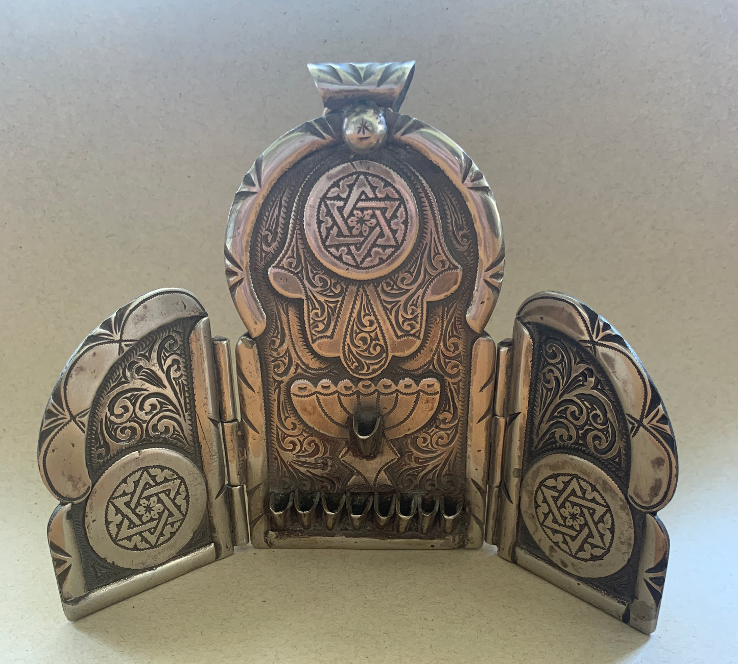 Vintage Folding Menorah - Moroccan