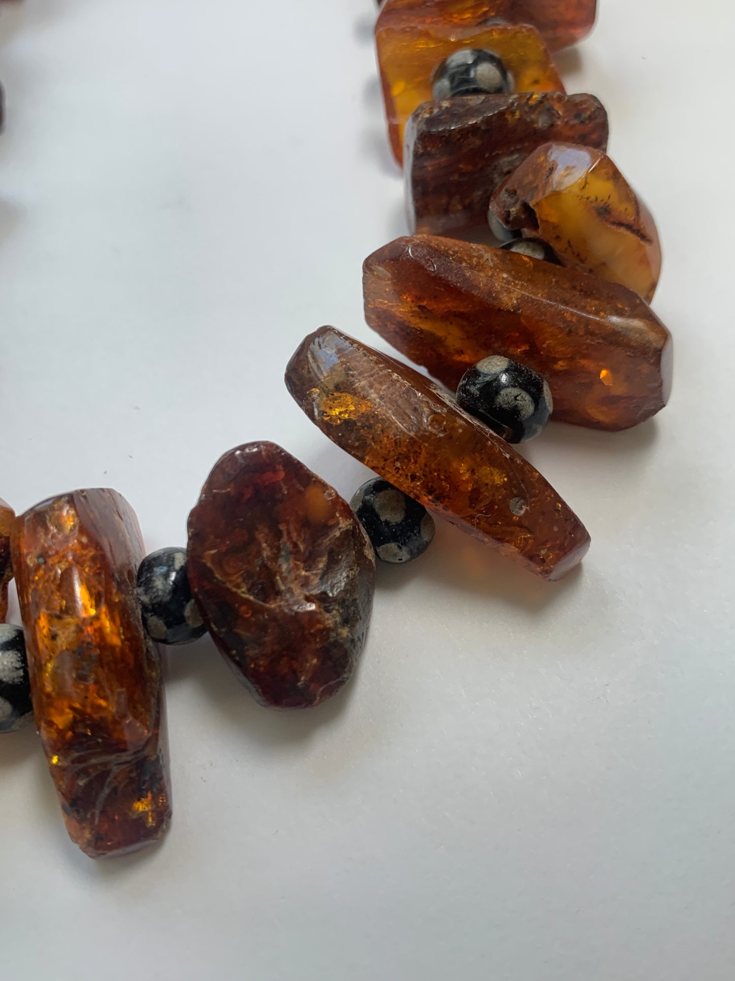Vintage Ethiopian Amber & Skunk Bead Necklace - Restrung by Jenn