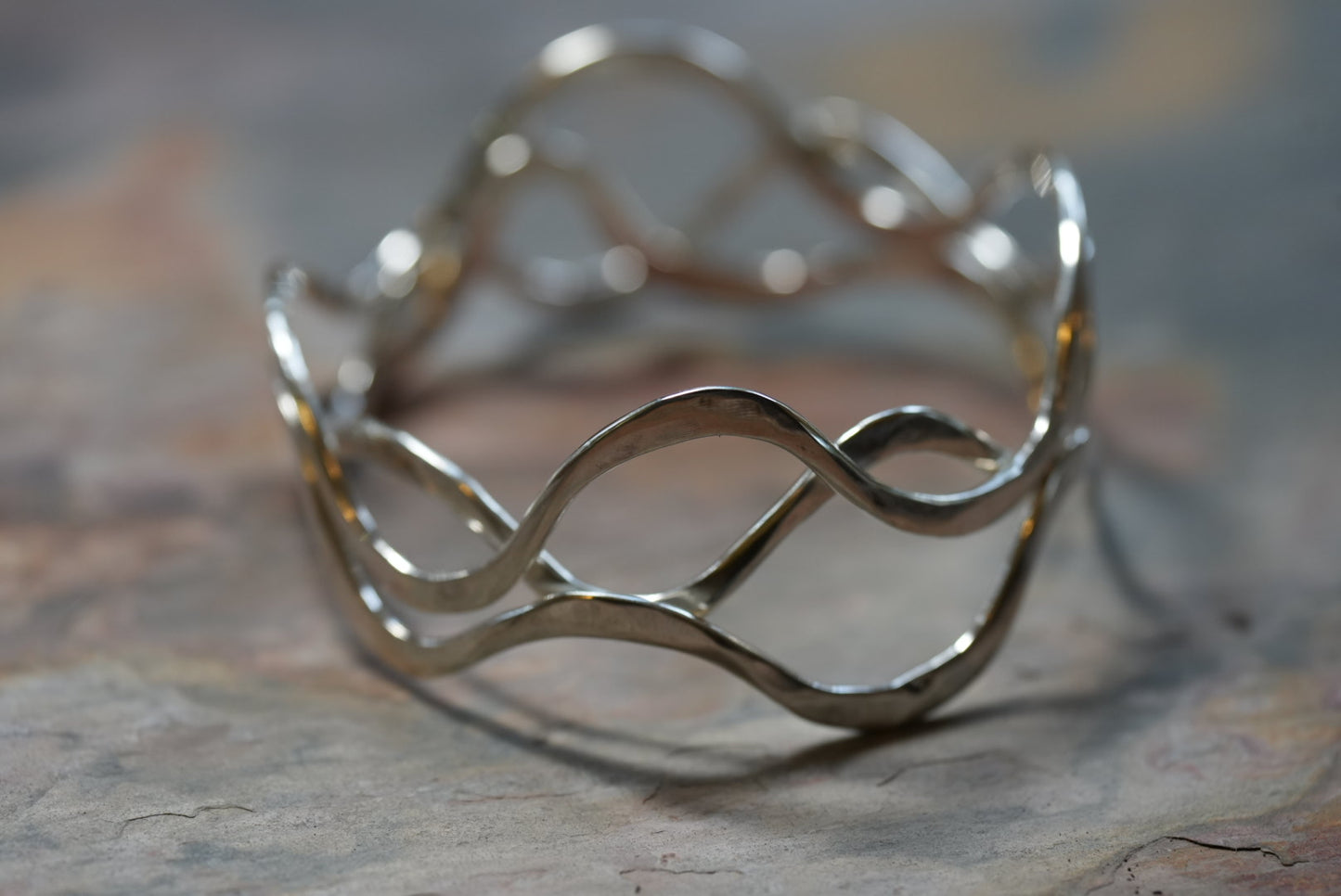 New - Handwrought "River Bangles" by Jenn Dewey in Recycled Sterling Silver - 10 guage