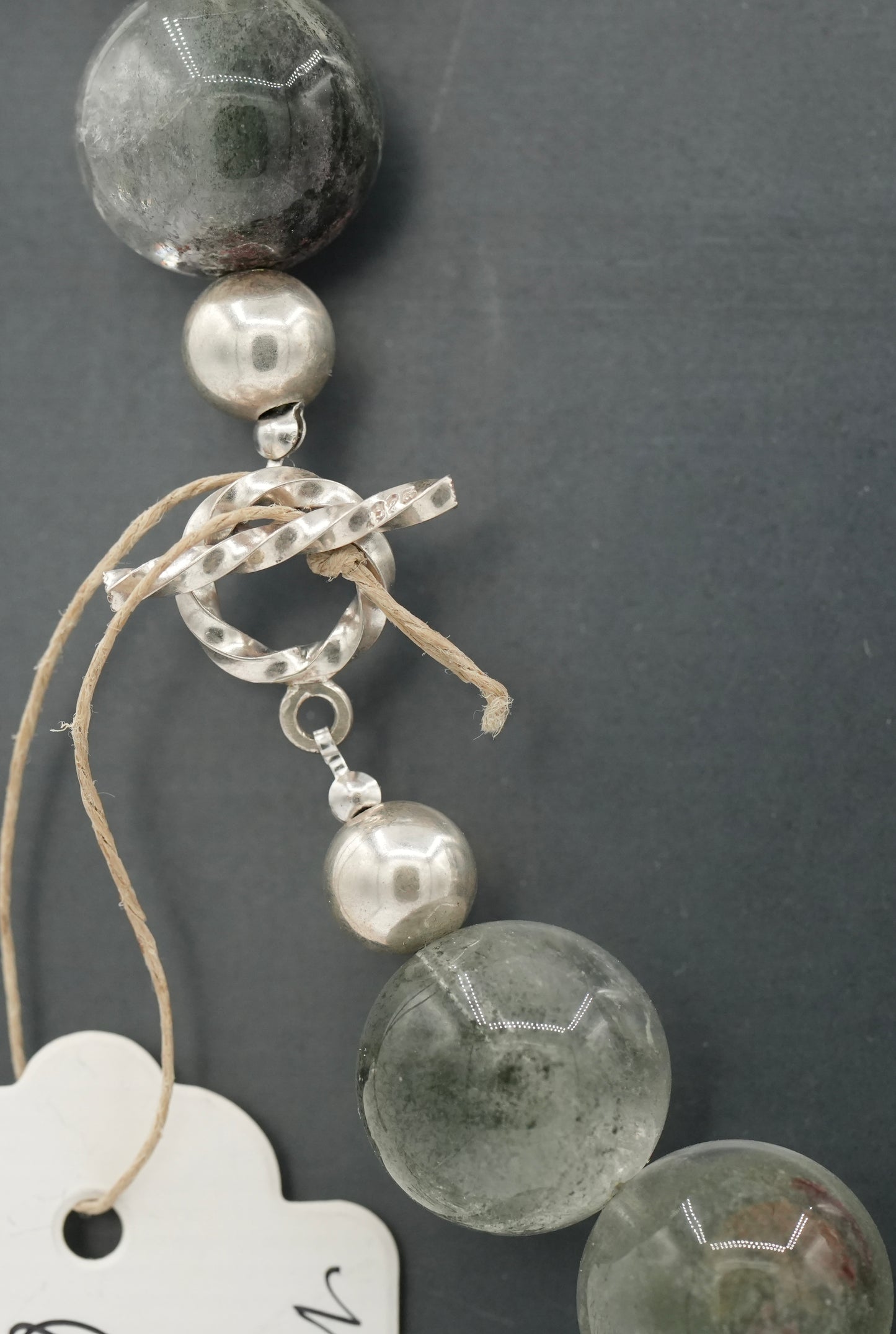 New - 18" Gumball Bead Necklace: Madagascar Aquamarine and Quartz with Chlorite Inclusions