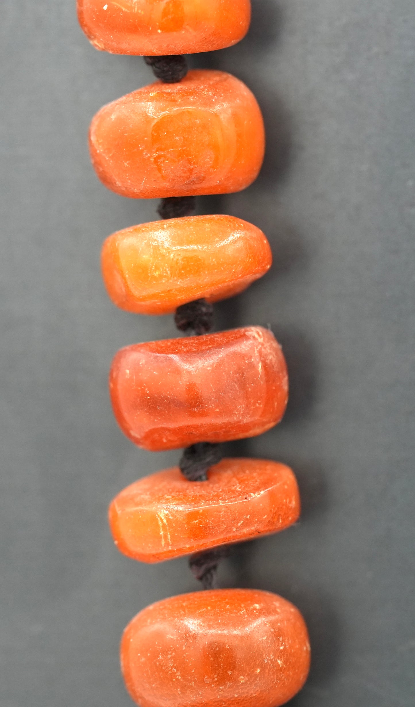 Vintage Baluchi & Nepalese Silver Beads with Antique Fossil Amber Beads - Finished With Chain (Not Pictured).