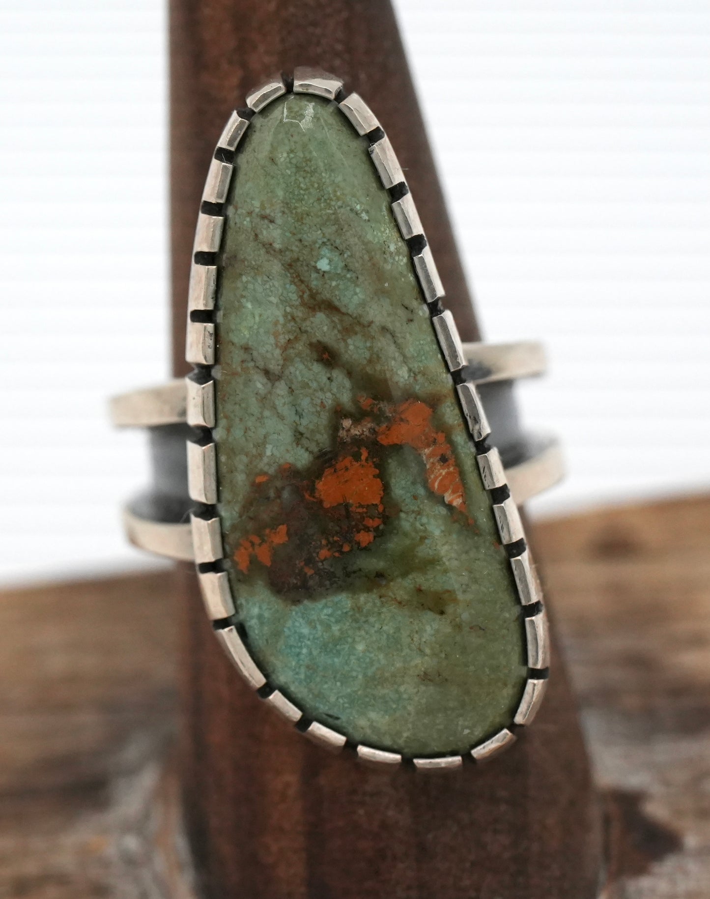 New!  Royston Ribbon Turquoise Ring by Peter Nelson of Navajo Nation - Sterling - Size 7.5