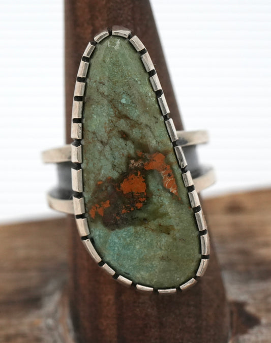 New!  Royston Ribbon Turquoise Ring by Peter Nelson of Navajo Nation - Sterling - Size 7.5