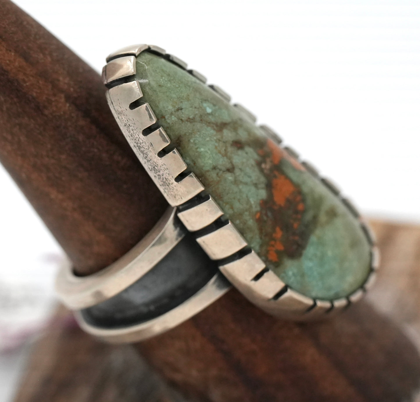 New!  Royston Ribbon Turquoise Ring by Peter Nelson of Navajo Nation - Sterling - Size 7.5