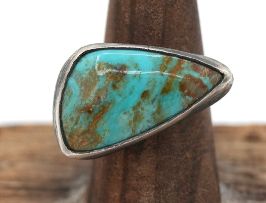 New - 14 carat - Kingman Turquoise Statement Ring by Jenn Dewey Designs :::  Size 7 - Sterling Silver