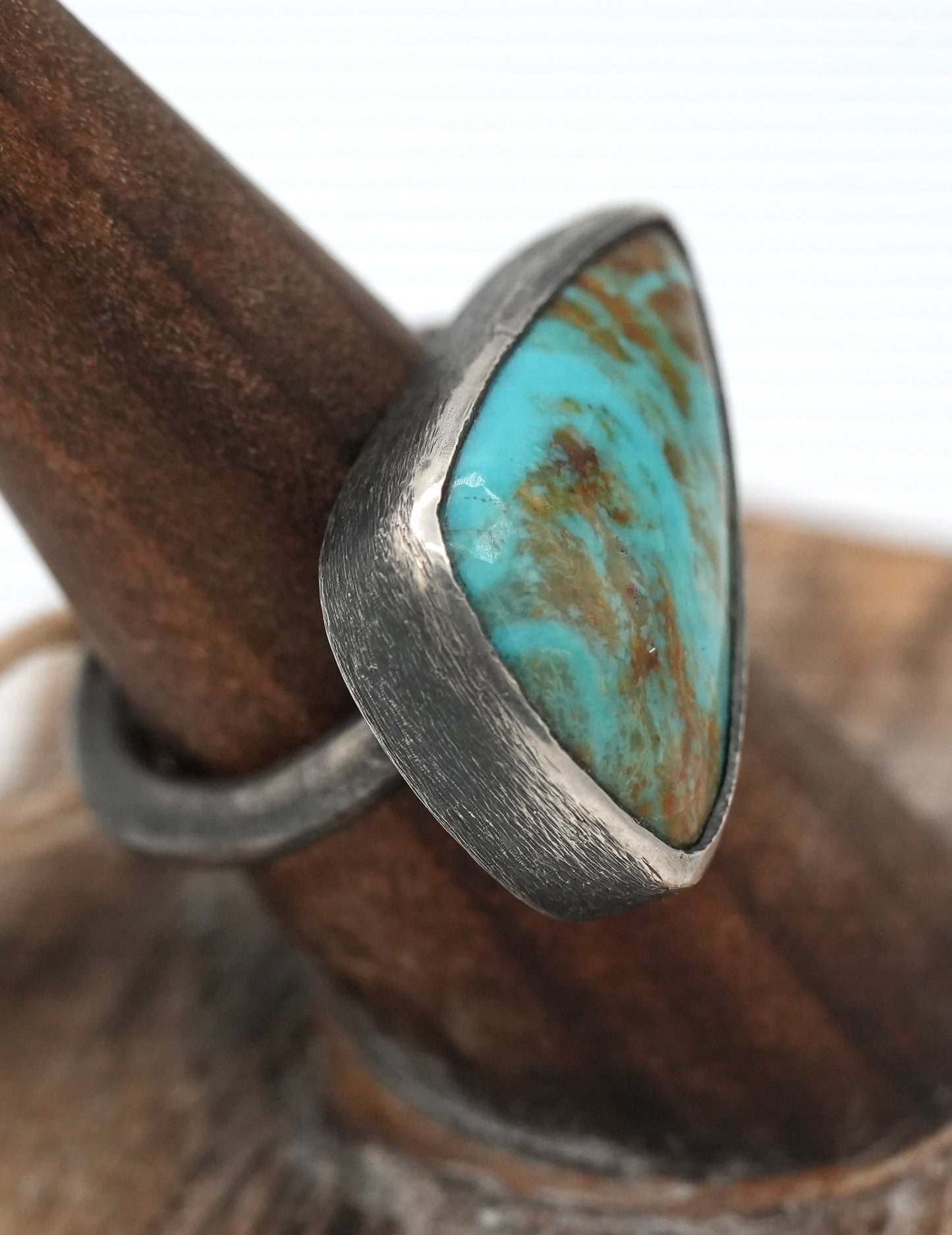 New - 14 carat - Kingman Turquoise Statement Ring by Jenn Dewey Designs :::  Size 7 - Sterling Silver