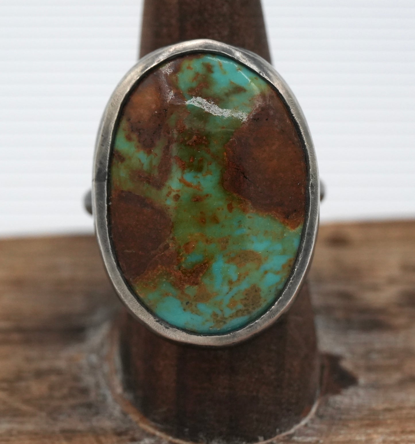 New - 34 Carat - Tyrone Turquoise Statement  by J. Dewey Designs - Size 8.25 - Rustic with Patina - or Polished