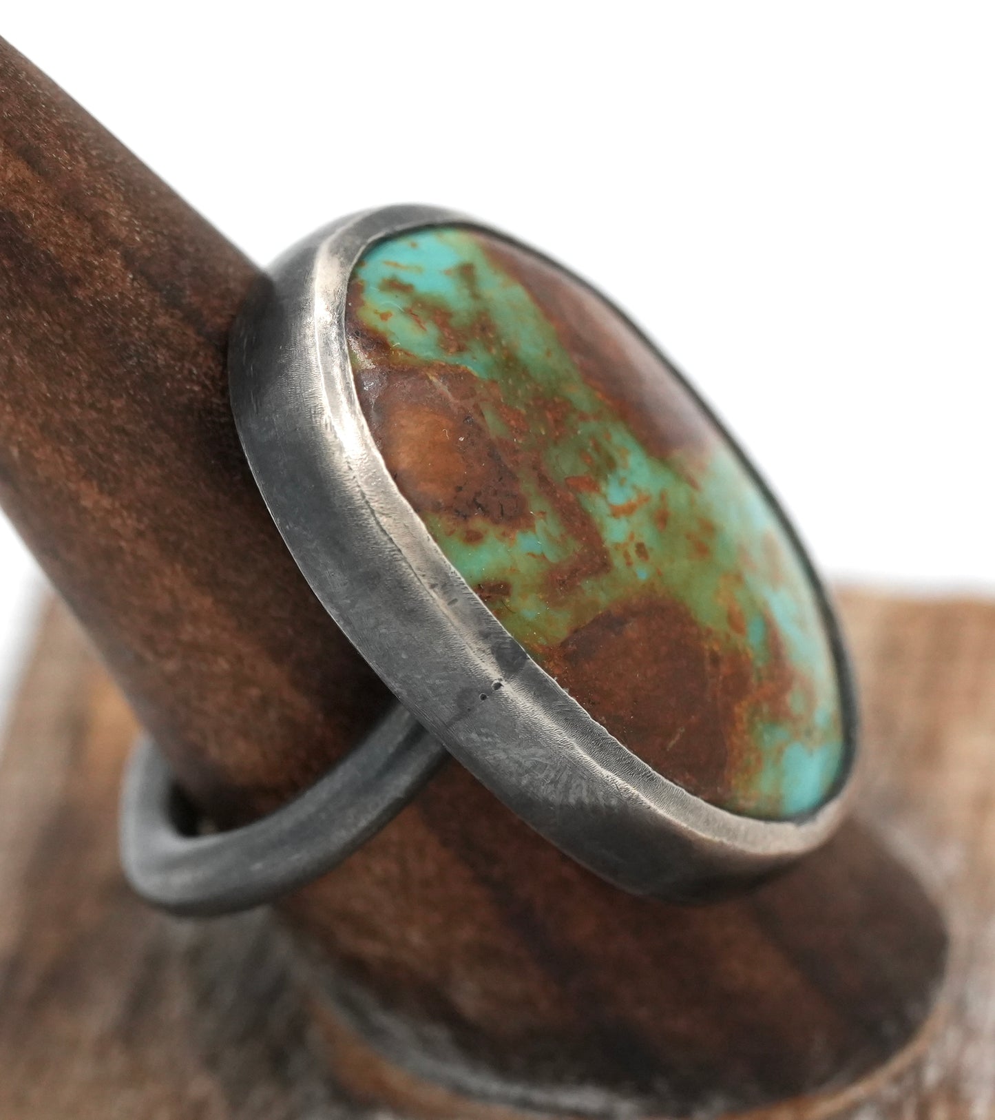 New - 34 Carat - Tyrone Turquoise Statement  by J. Dewey Designs - Size 8.25 - Rustic with Patina - or Polished