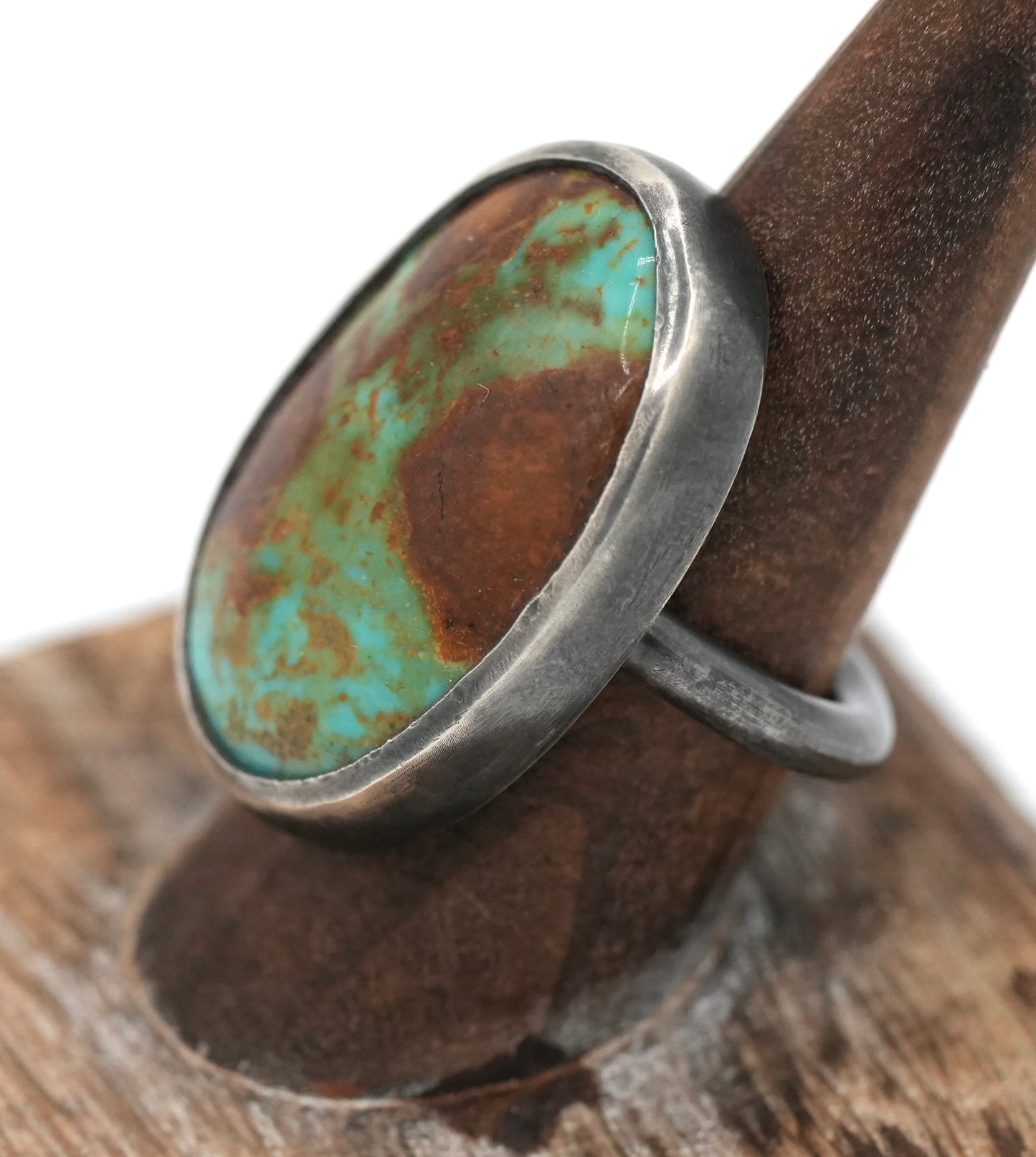 New - 34 Carat - Tyrone Turquoise Statement  by J. Dewey Designs - Size 8.25 - Rustic with Patina - or Polished