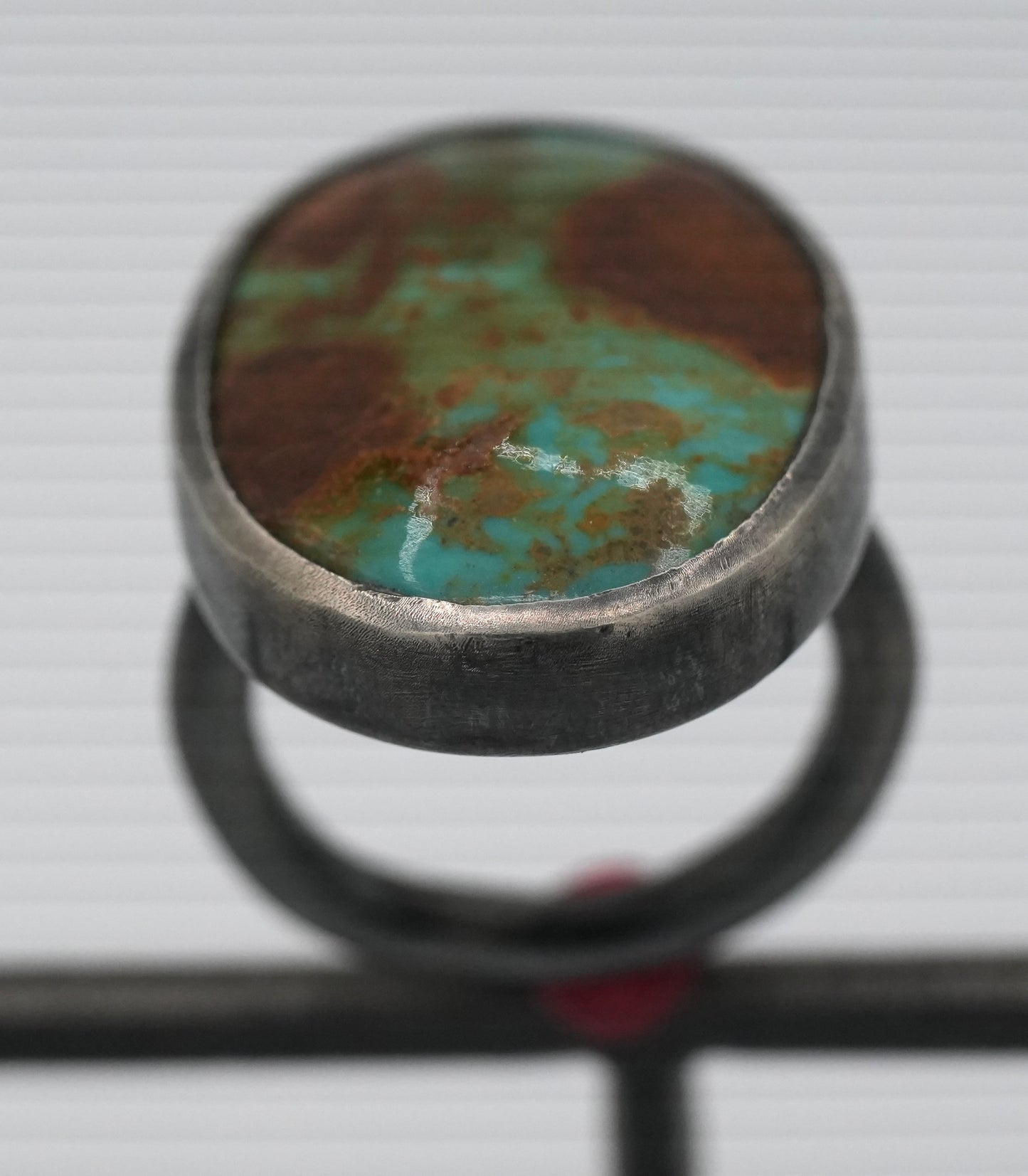 New - 34 Carat - Tyrone Turquoise Statement  by J. Dewey Designs - Size 8.25 - Rustic with Patina - or Polished