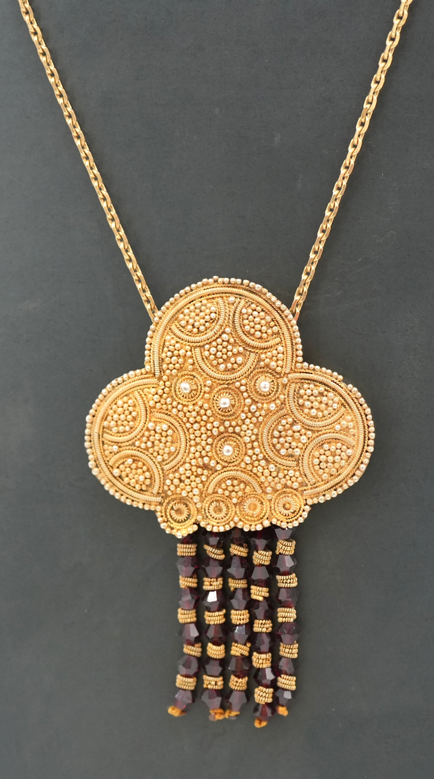 Lush!  Vintage Senegalese "Cloud Necklace" - Heavily Granulated in Silver with High Gold Plating