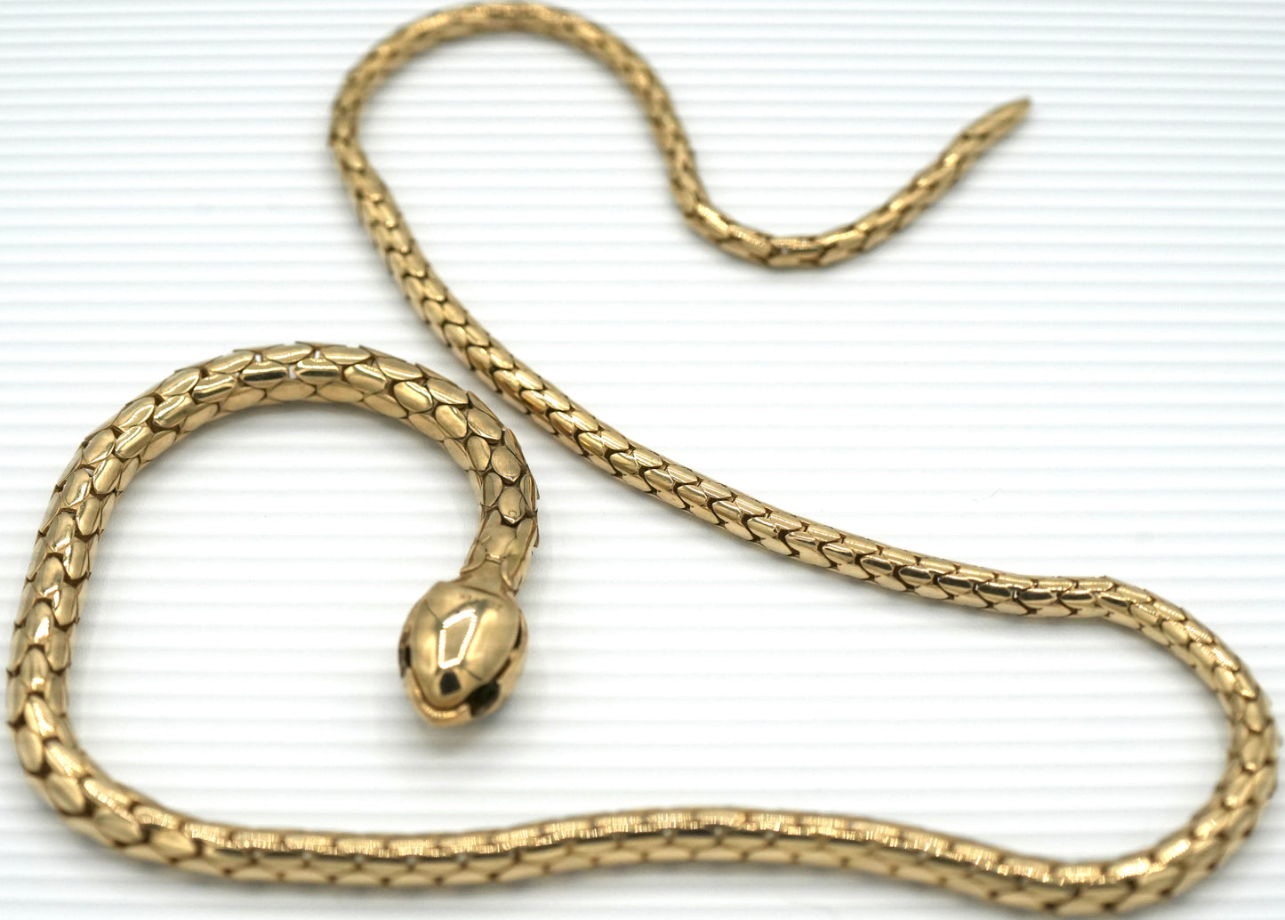 New - 14k Gold - Articulated Snake Adjustable Length Choker Necklace - Turkish Goldsmith Made