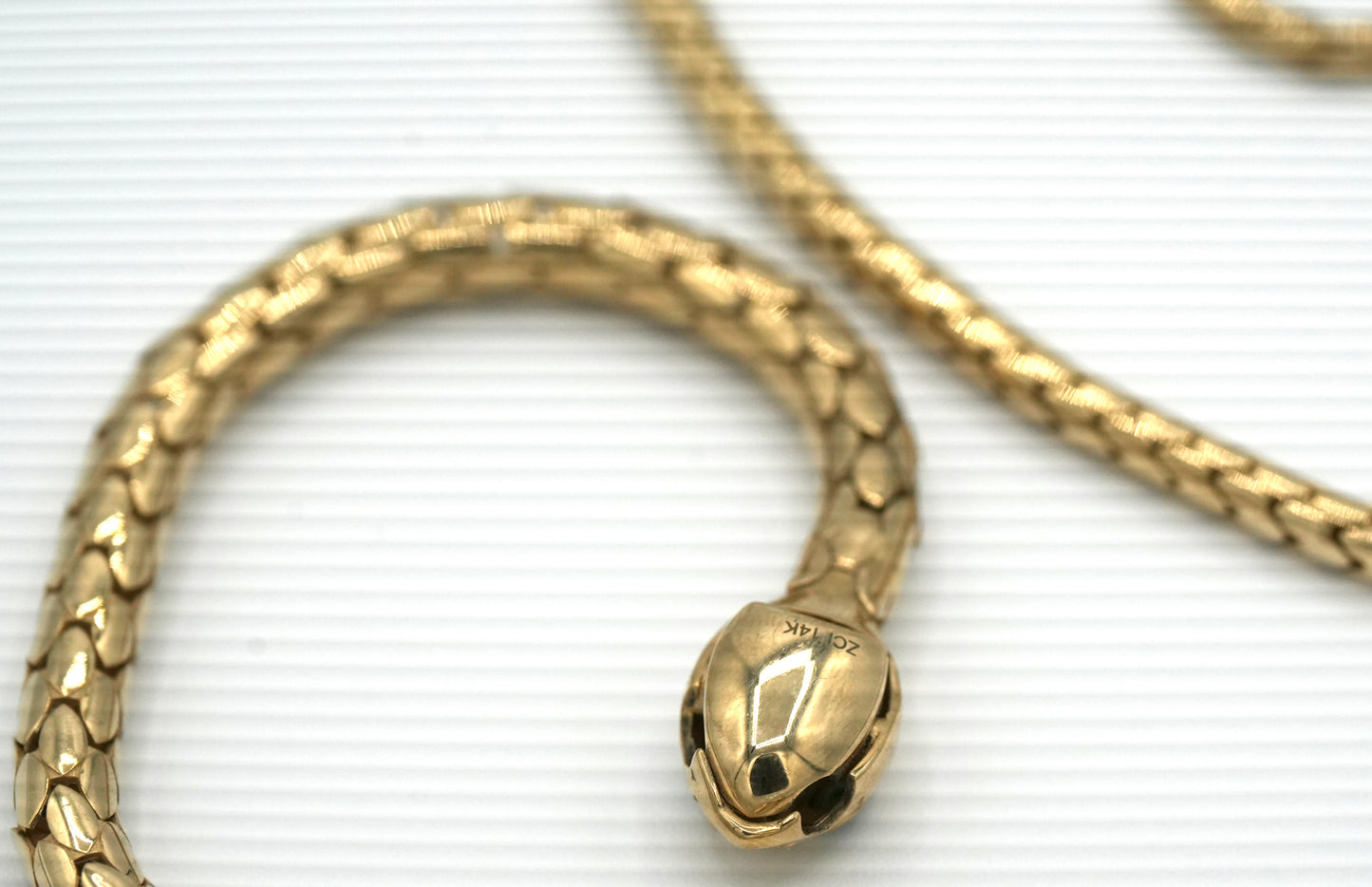 New - 14k Gold - Articulated Snake Adjustable Length Choker Necklace - Turkish Goldsmith Made