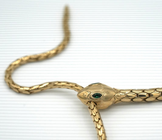 New - 14k Gold - Articulated Snake Adjustable Length Choker Necklace - Turkish Goldsmith Made