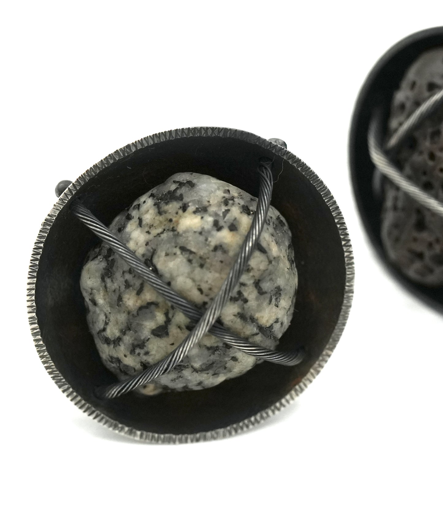 New - "Pet Rock" Perfume Ring by Jenn Dewey - Found Beach Pebble set in Reclaimed Sterling Silver - Size 6.5