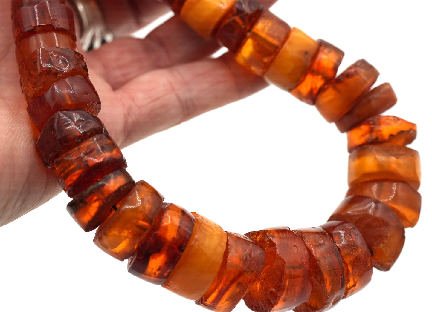 Vintage 60s-70s Graduated Baltic Fossil Amber - Tablet Cut  - Beaded Choker...  Restrung on a synthetic cord with a Rita Okrent Gold Plated Sterling Clasp
