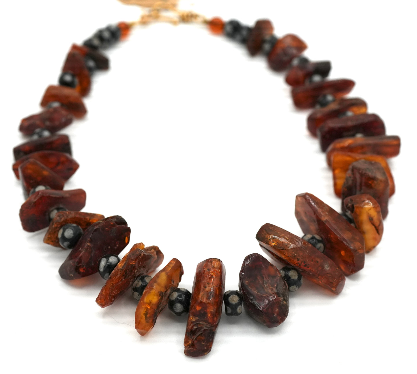 Vintage Ethiopian Natural Fossil Amber & Skunk Bead Necklace - Restrung by Jenn