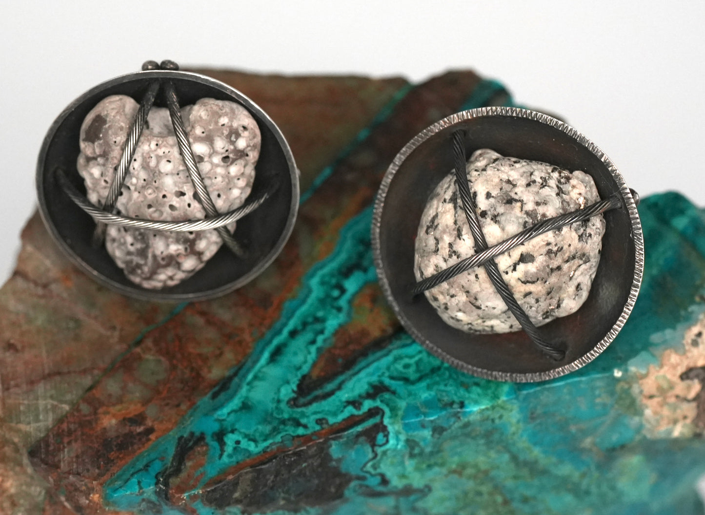 New - "Pet Rock" Inspired Ring - Aromatherapy Ring - by Jenn Dewey - Found Beach Pebble Set in Reclaimed Sterling Silver - Size 6.5
