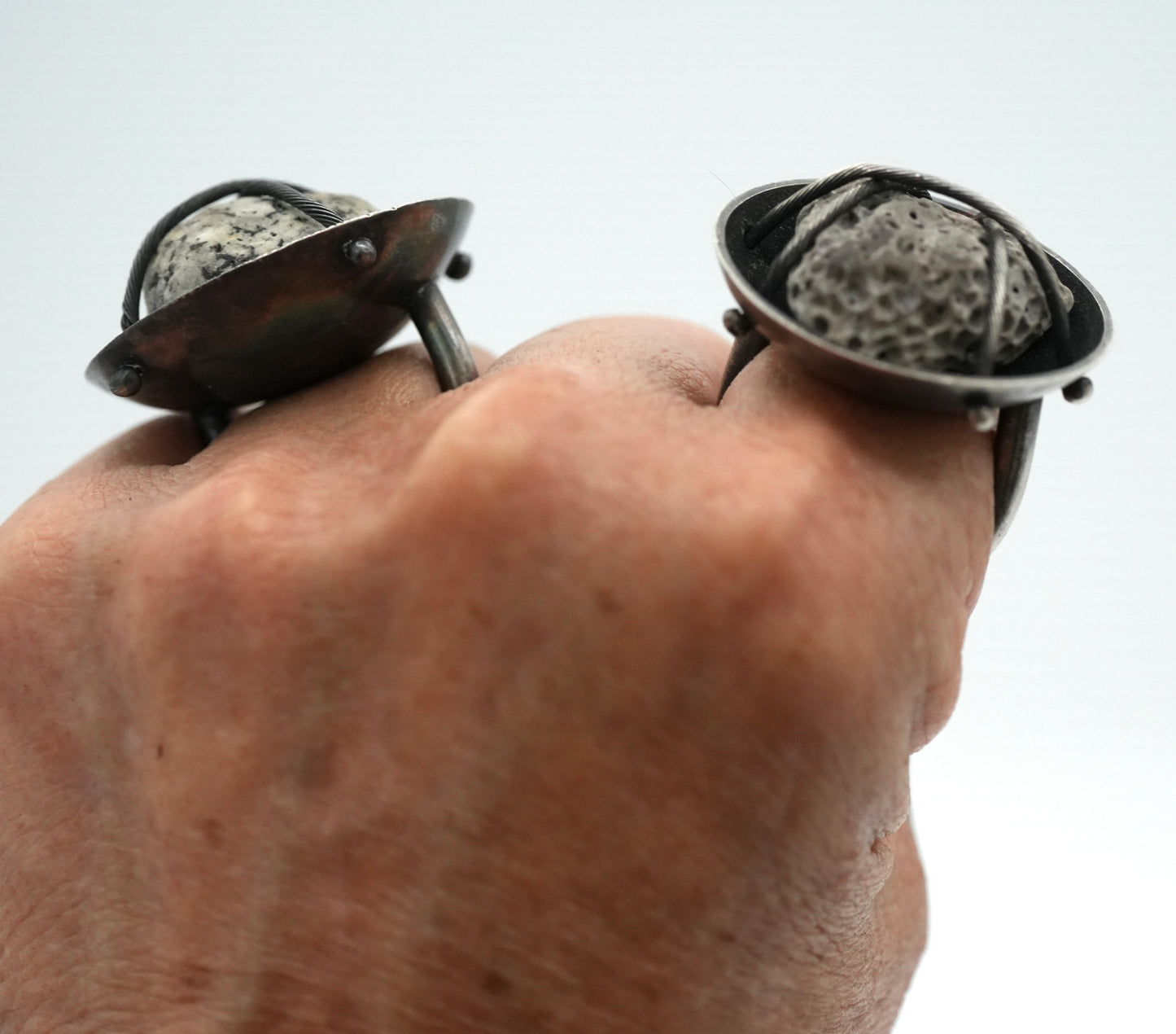 New - "Pet Rock" Inspired Ring - Aromatherapy Ring - by Jenn Dewey - Found Beach Pebble Set in Reclaimed Sterling Silver - Size 6.5