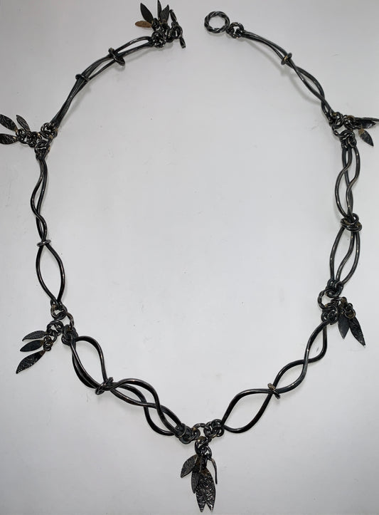 2023 - "Rolling Rivers"  Handwrought & Reticulated Sterling Silver & Gold Neckpiece - by Jenn Dewey